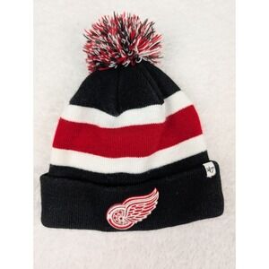 47 Brand Detroit Red Wings NHL Pom Hat Black Red White Beanie Hat
